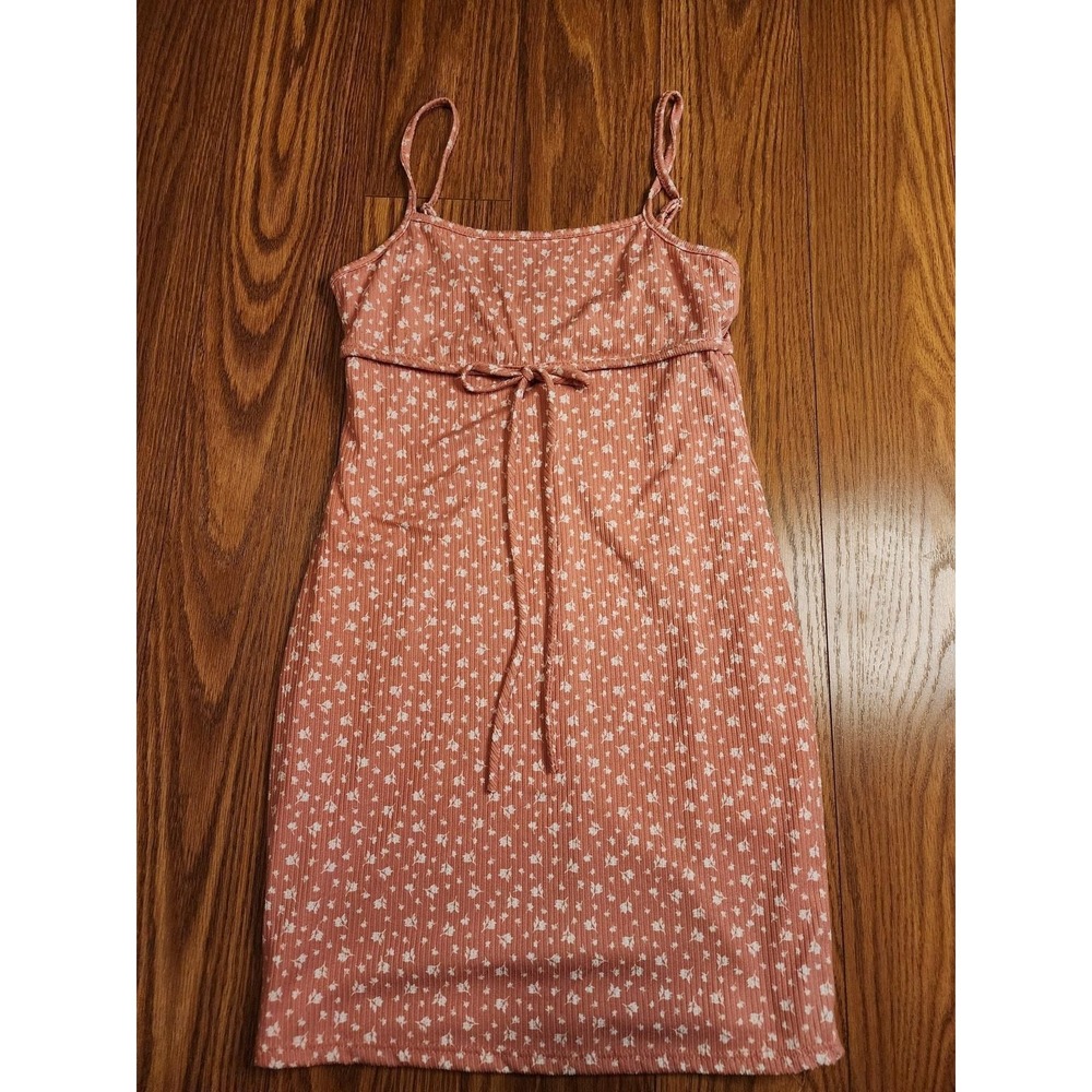 Urban Outfitters Pink Floral Ribbed Mini Cami Dress Empire Waist Small